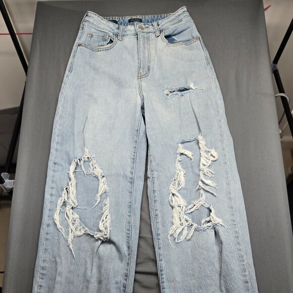 Wild Fable High Rise Straight Leg Distressed Jeans Light Wash Size 2/26 - Picture 2 of 15